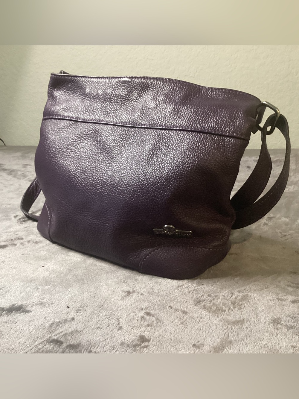 Lia Talia Pebbled Leather Shoulder Bag in Plum